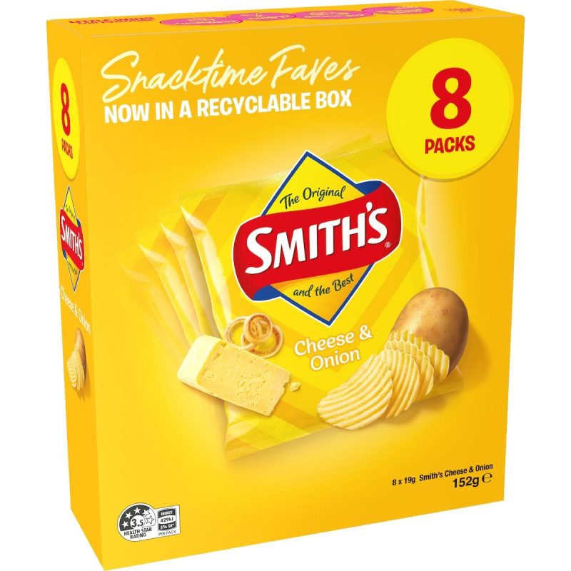 Smiths Potato Chips Cheese And Onion Multipack 8 Pack 152g