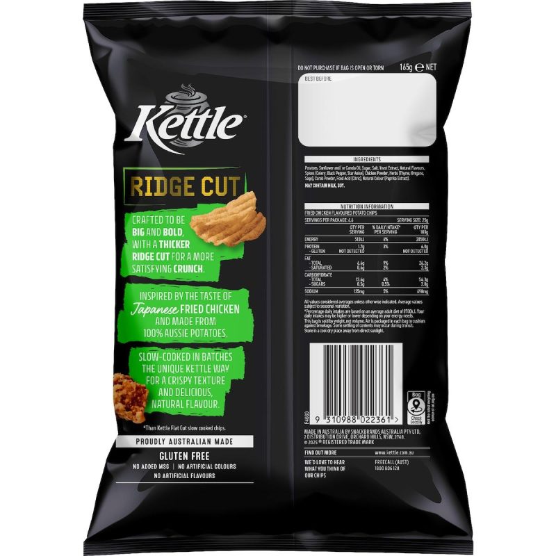 Kettle Ridge Cut Potato Chips Japanese Style Fried Chicken 165g