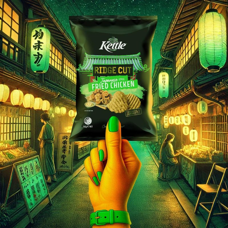 Kettle Ridge Cut Potato Chips Japanese Style Fried Chicken 165g