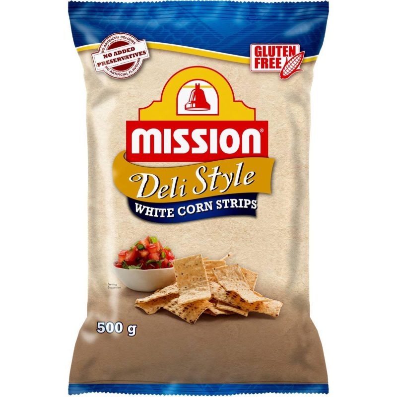 Mission Deli Style White Corn Chips Strips Pack 500g