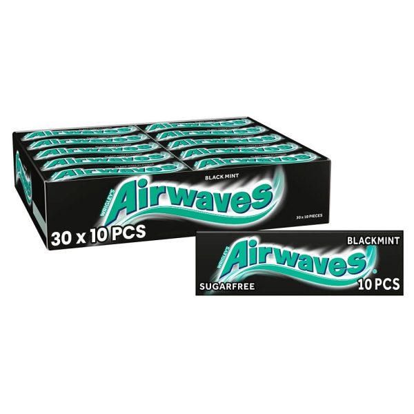 Wrigleys Airwaves Black Mint Menthol Chewing Gum 10 Pieces X 30 Pack