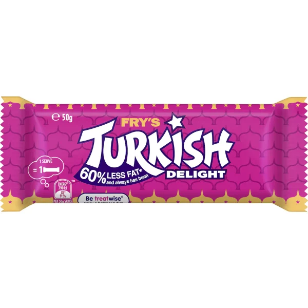 Cadbury Turkish Delight Milk Chocolate Bar 50g X 6 Bars