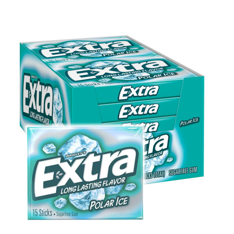 Wrigleys Extra Chewing Gum Polar Ice 15 Pieces X 10 Pack - USA