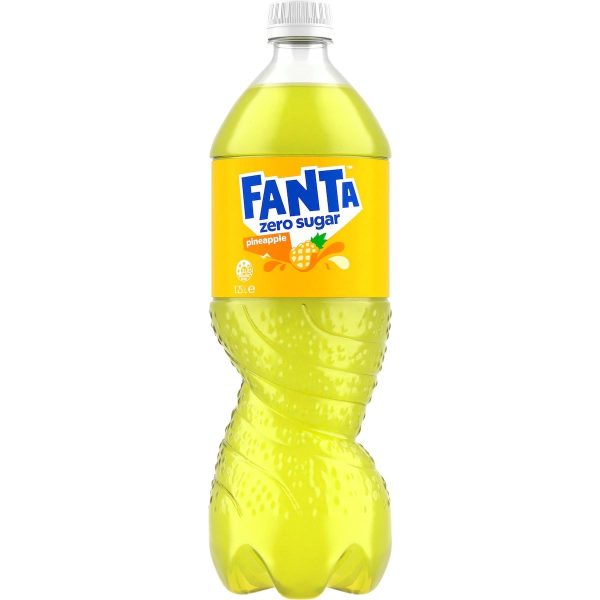 Fanta Pineapple Zero Sugar Soft Drink Bottle 1.25L