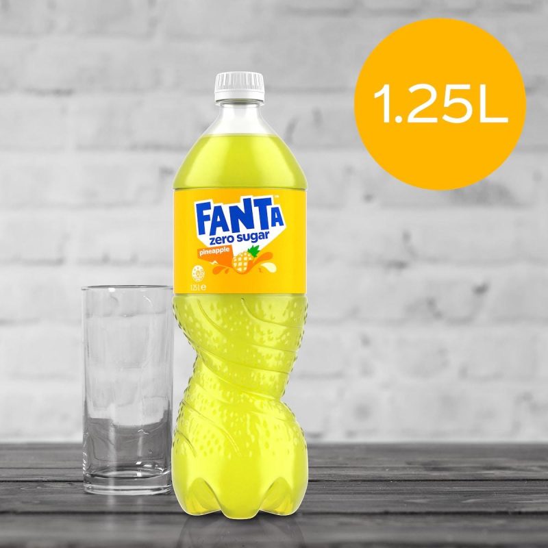 Fanta Pineapple Zero Sugar Soft Drink Bottle 1.25L