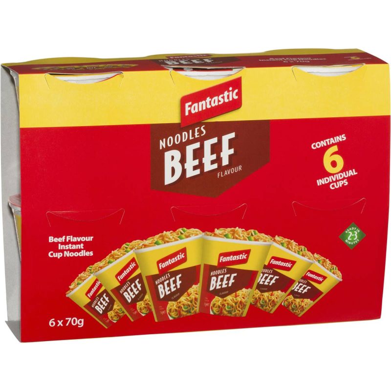 Fantastic Instant Noodles Beef Cup 70g X 6 Cups