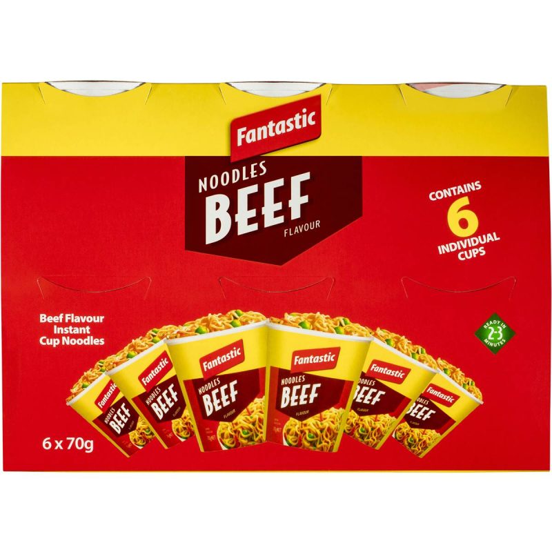 Fantastic Instant Noodles Beef Cup 70g X 6 Cups