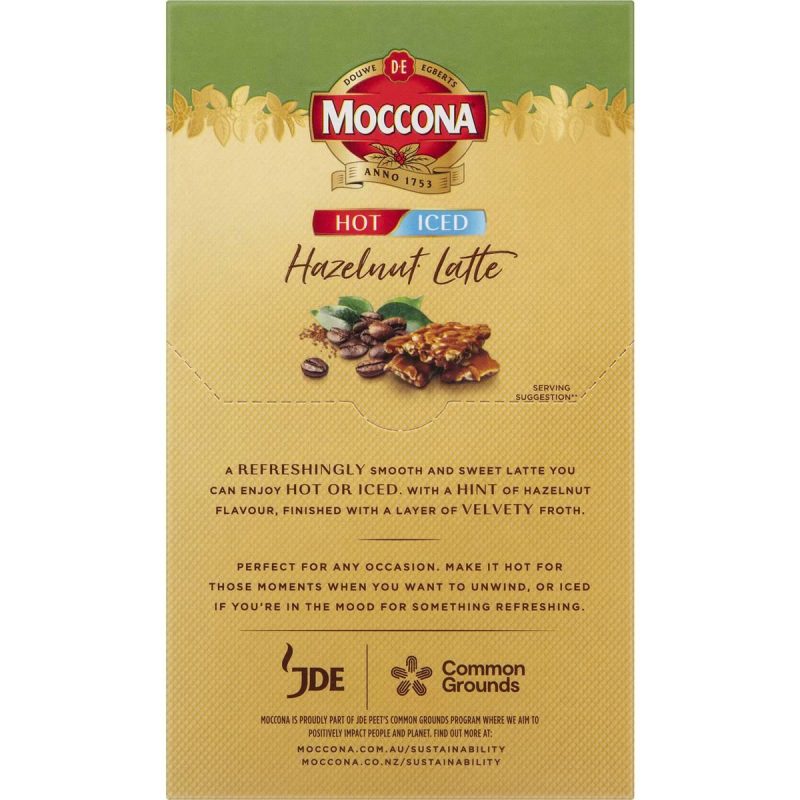 Moccona Iced Hot Hazelnut Latte Coffee Sachets 8 Pack