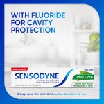 Protect sensitive teeth daily with Sensodyne Daily Care Fluoride Toothpaste 100g. It offers gentle cavity protection and sensitivity relief, keeping your teeth strong, healthy, and feeling fresh every day.