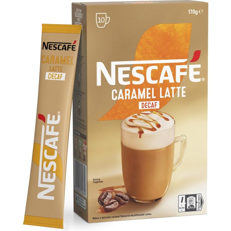 Nescafe Caramel Latte Decaf Coffee Sachets 10 Pack