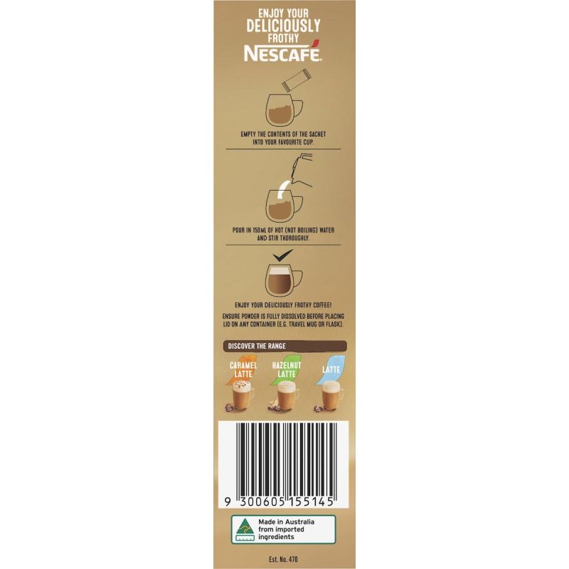 Nescafe Caramel Latte Decaf Coffee Sachets 10 Pack
