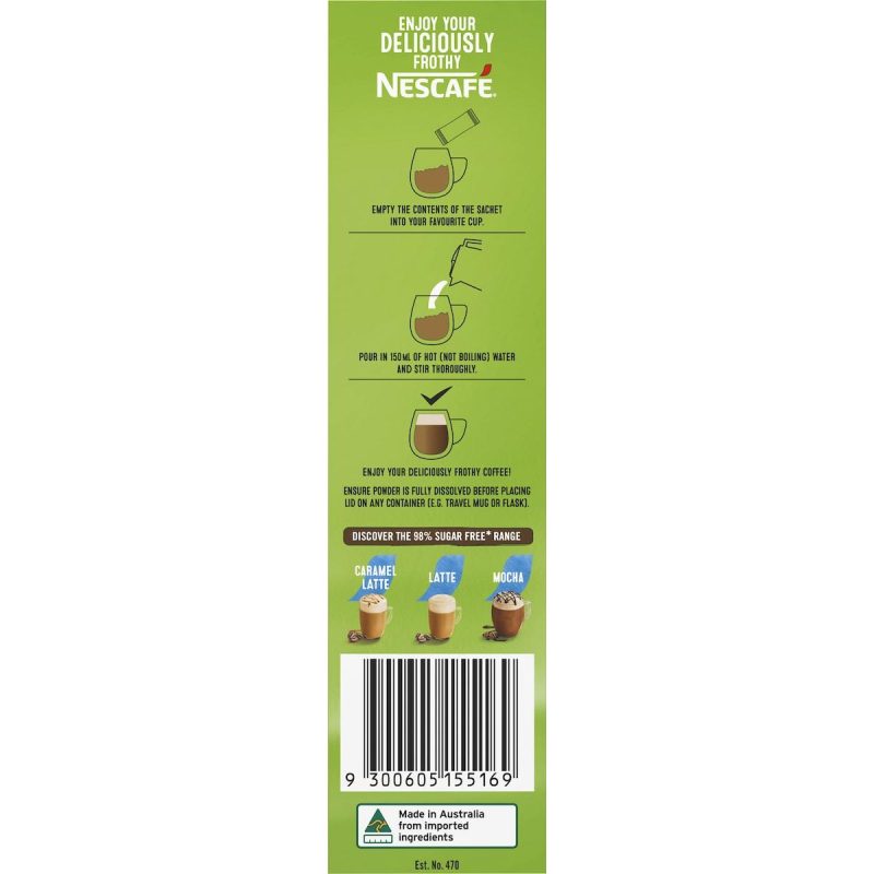 Nescafe Sugar Free Hazelnut Latte Coffee Sachets 10 Pack