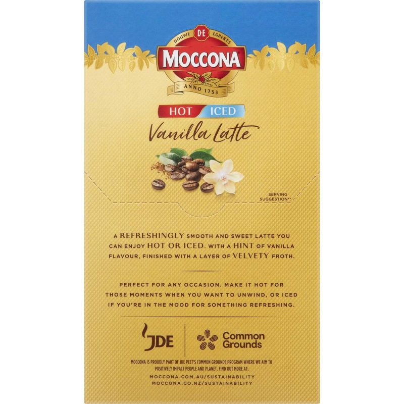 Moccona Iced Hot Vanilla Latte Coffee Sachets 8 Pack