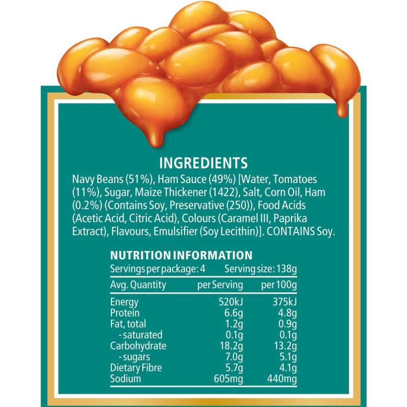 Heinz Baked Beans In Ham Sauce Can 555g