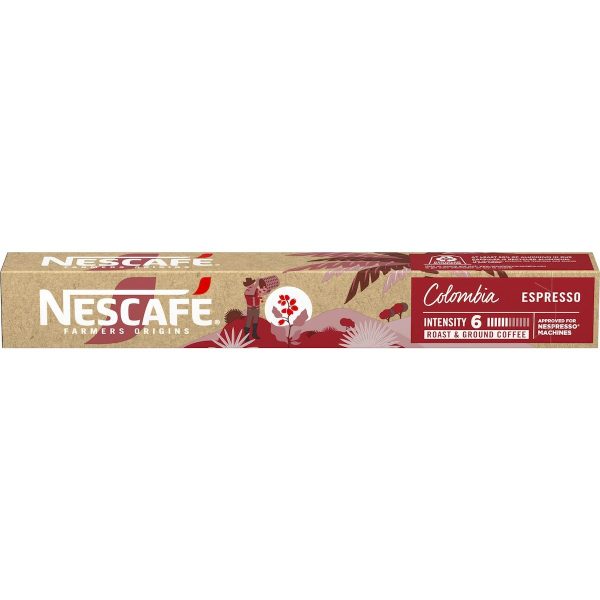 Nescafe Colombia Espresso Coffee Pods Capsules 10 Pack
