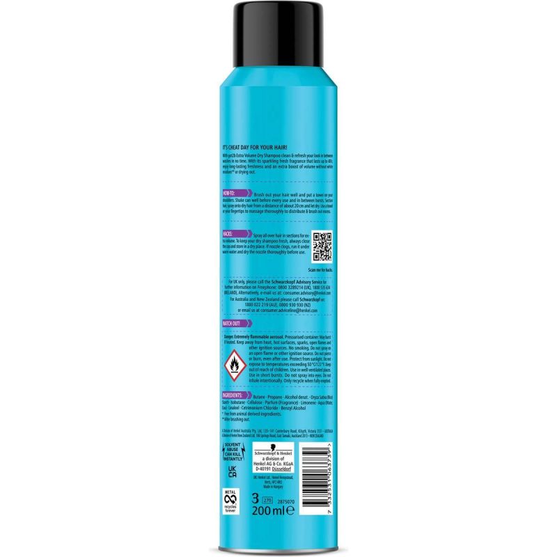 Schwarzkopf Got2b Extra Volume Dry Shampoo Spray 200ml