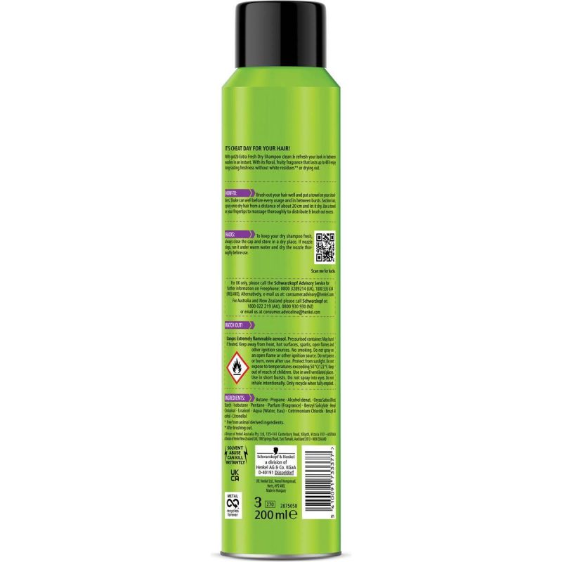 Schwarzkopf Got2b Fresh It Up Extra Fresh Dry Shampoo Spray 200ml