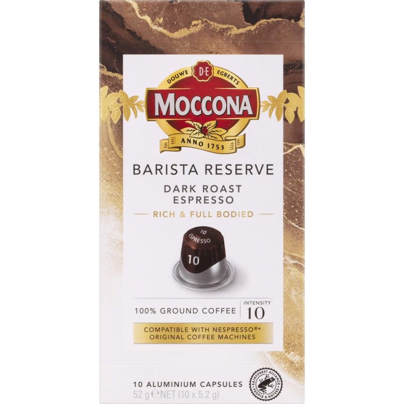Moccona Barista Reserve Dark Roast Espresso Coffee Pods 10 Capsules