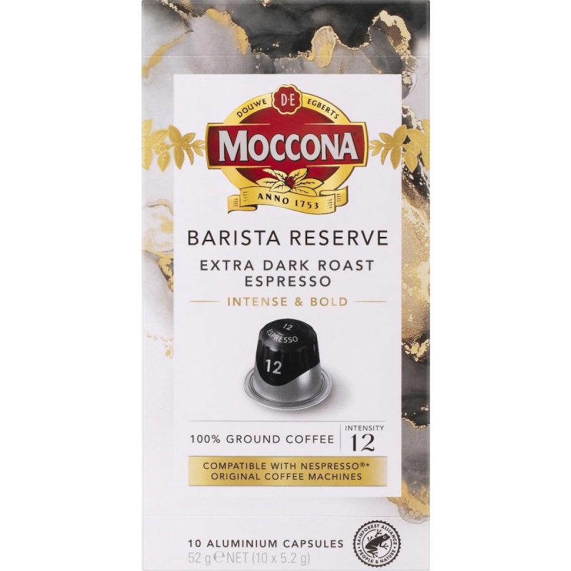 Moccona Barista Reserve Extra Dark Roast Espresso Coffee Pods Capsules 10 Pack