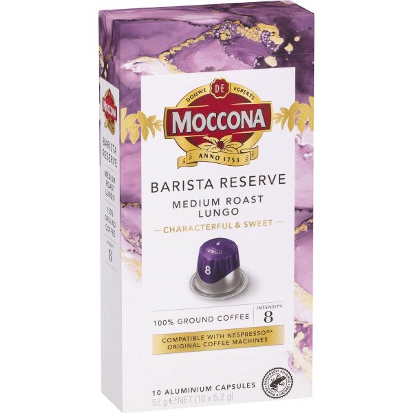 Moccona Barista Reserve Medium Roast Lungo Coffee Pods Capsules 10 Pack