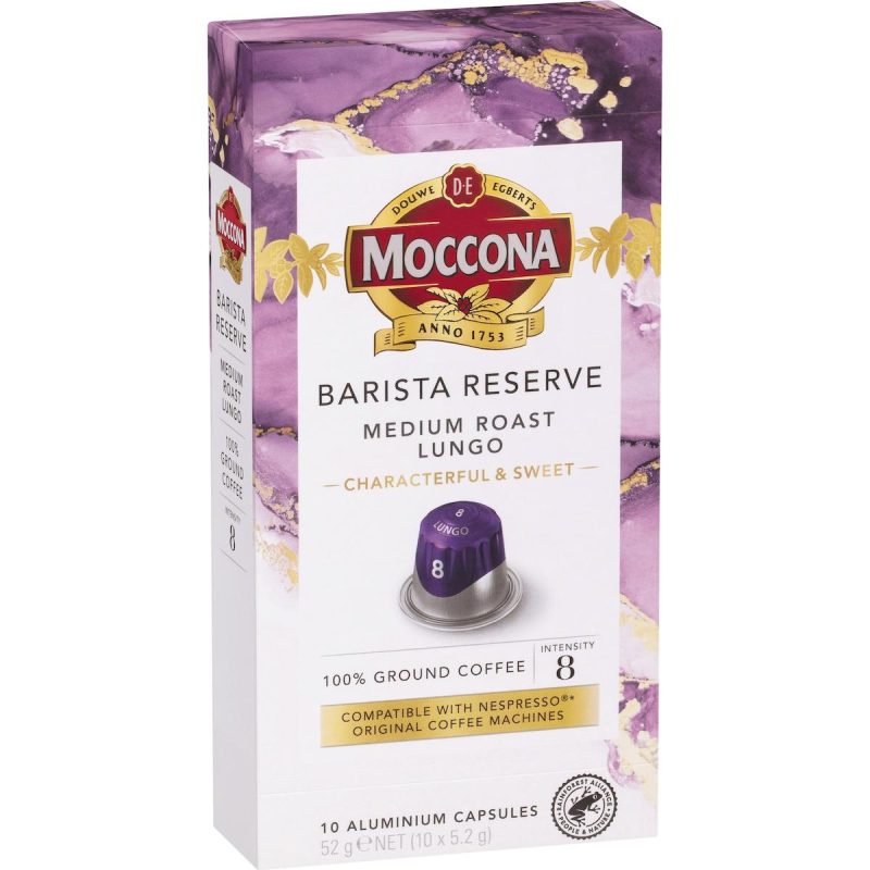 Moccona Barista Reserve Medium Roast Lungo Coffee Pods Capsules 10 Pack