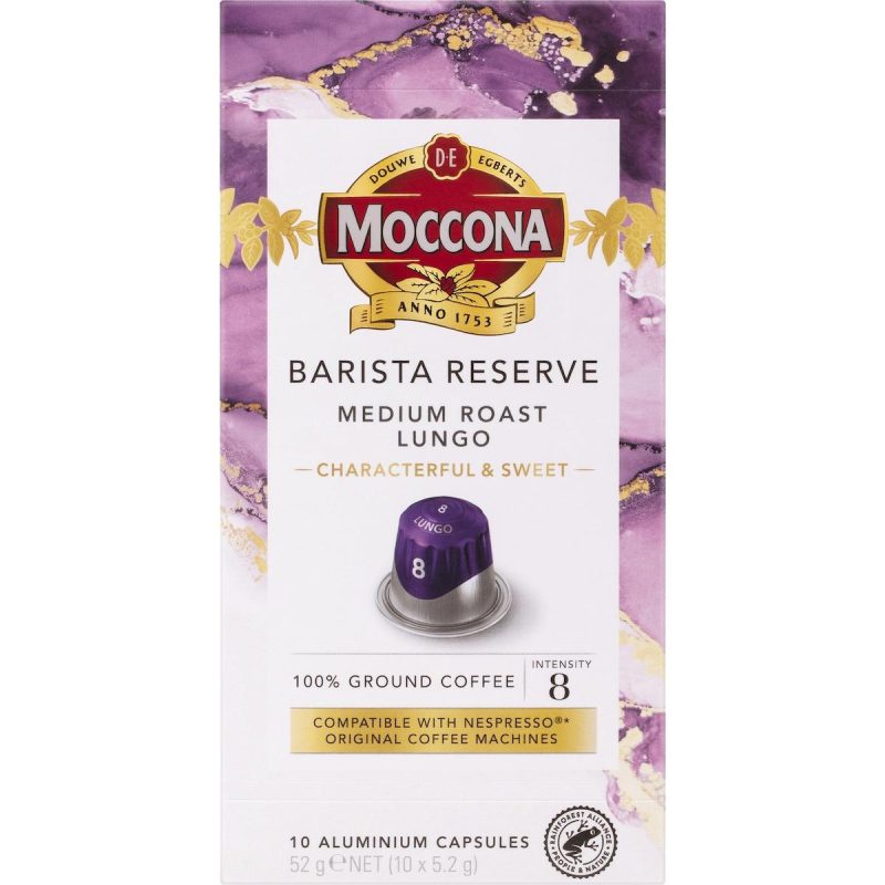 Moccona Barista Reserve Medium Roast Lungo Coffee Pods Capsules 10 Pack