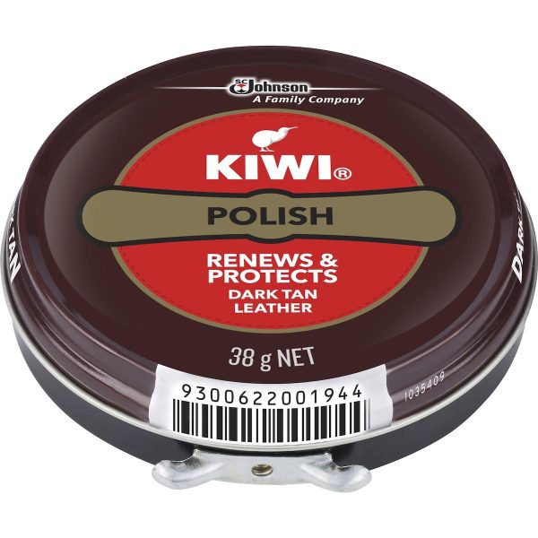 Kiwi Shoe Polish Renews Protects Leather Shoes Dark Tan 38g