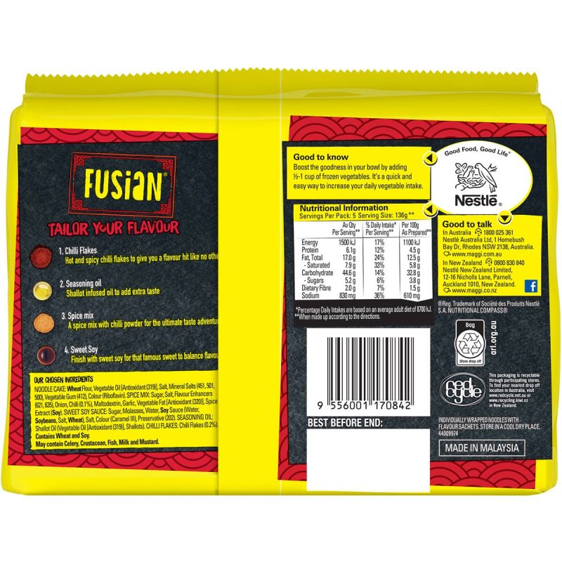 Maggi Fusion Mi Goreng Instant Hot and Spicy Noodles 5 Pack