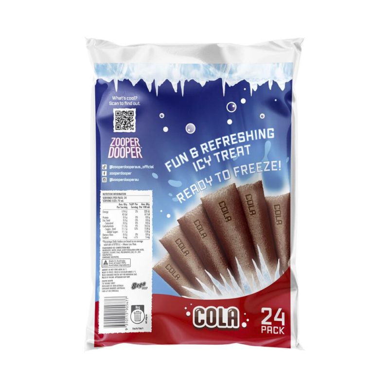 Zooper Dooper Ice Blocks Frozen Cola Sticks 24 Pack