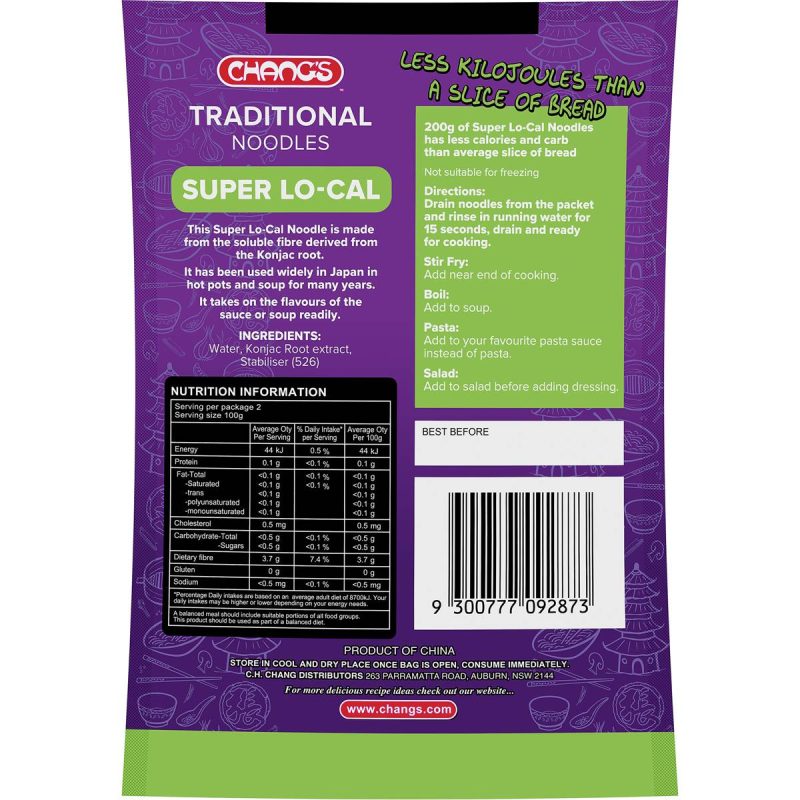 Changs Super Lo-cal Low Calorie Traditional Noodles 390g