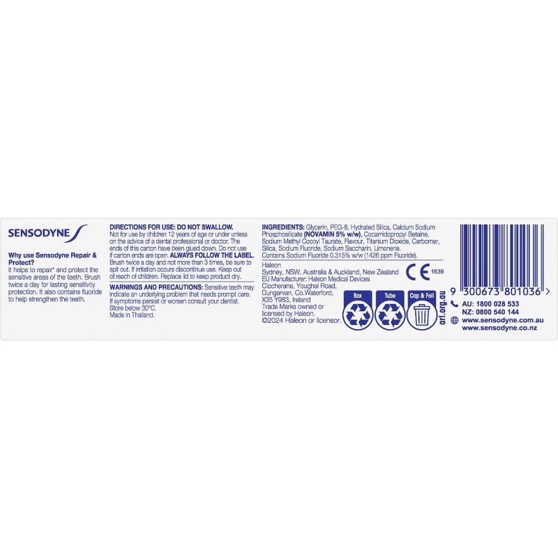 Sensodyne Repair and Protect Toothpaste For Sensitive Teeth Cool Mint 100g