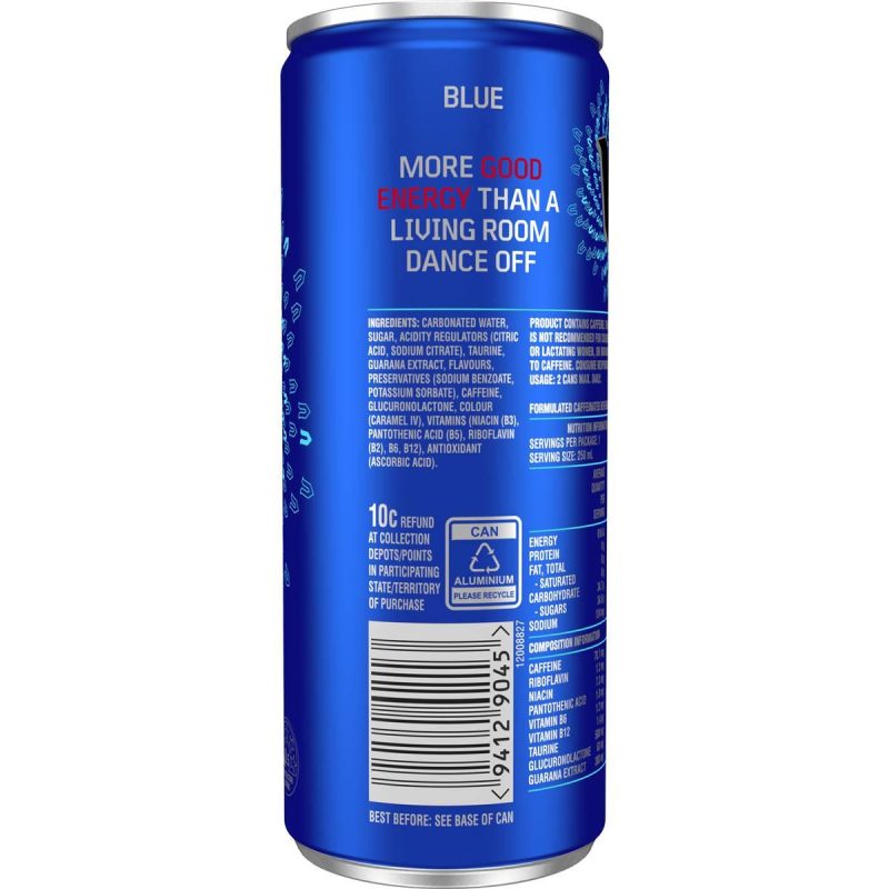 V Blue Guarana Energy Drink Can 250ml
