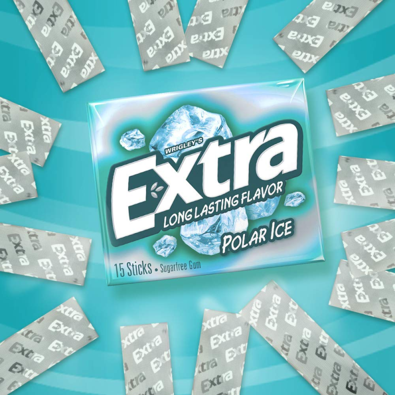 Wrigleys Extra Chewing Gum Polar Ice 15 Pieces X 10 Pack - USA
