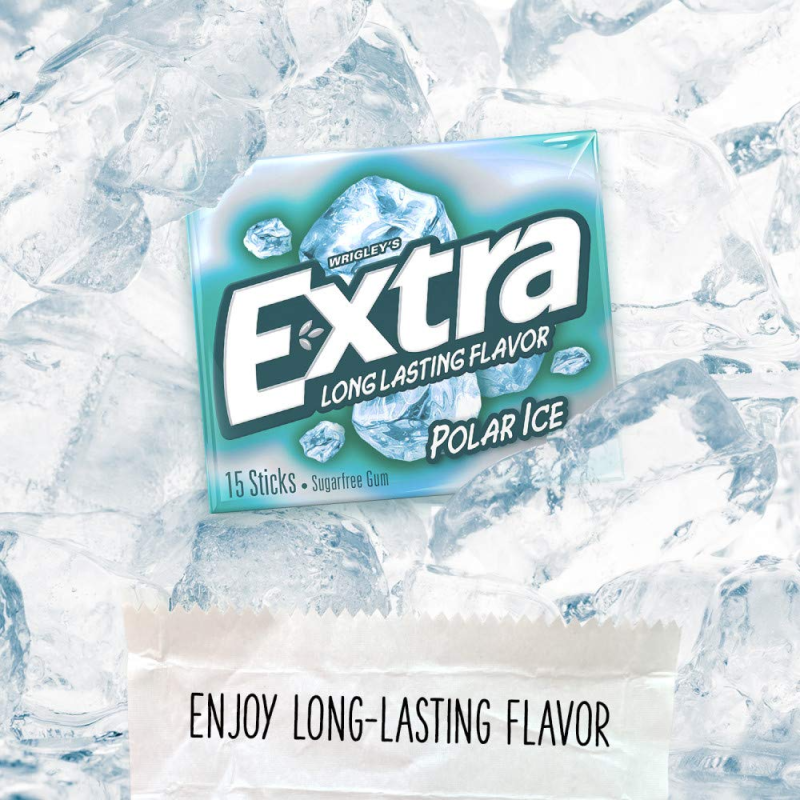 Wrigleys Extra Chewing Gum Polar Ice 15 Pieces X 10 Pack - USA