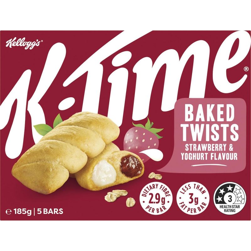Kelloggs K-Time Baked Twists Strawberry Yoghurt Flavour Snack Bars 5 Pack