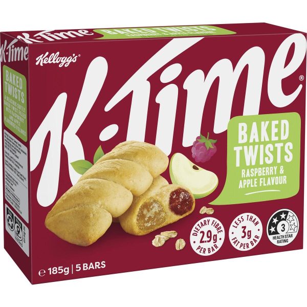 Kelloggs K-Time Baked Twists Raspberry Apple Flavour Snack Bars 5 Pack