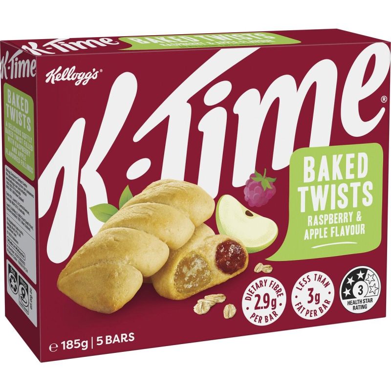 Kelloggs K-Time Baked Twists Raspberry Apple Flavour Snack Bars 5 Pack