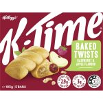 Kelloggs K-Time Baked Twists Raspberry Apple Flavour Snack Bars 5 Pack