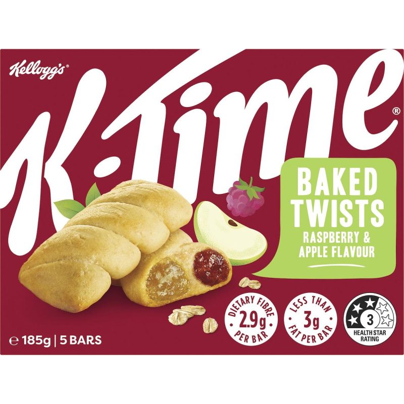Kelloggs K-Time Baked Twists Raspberry Apple Flavour Snack Bars 5 Pack