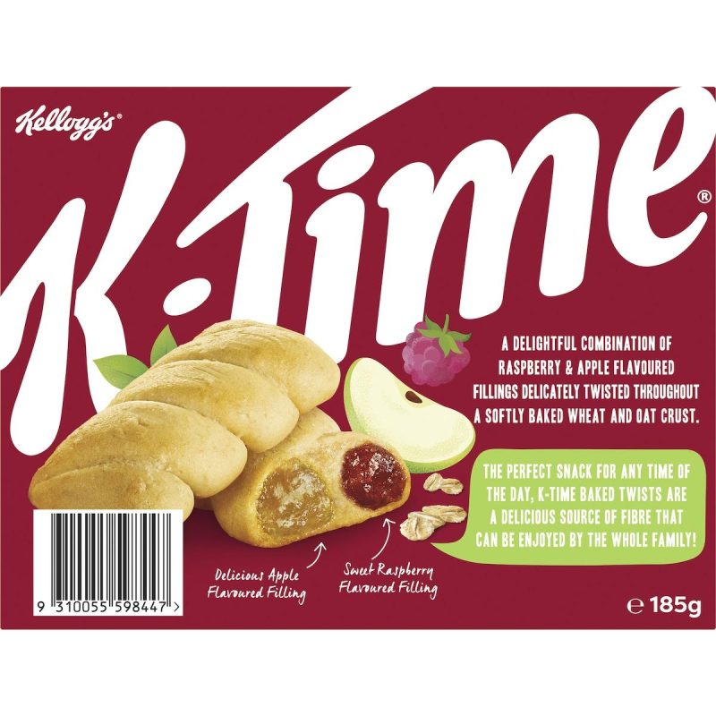 Kelloggs K-Time Baked Twists Raspberry Apple Flavour Snack Bars 5 Pack