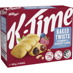 Kelloggs K-Time Baked Twists Strawberry Blueberry Flavour Snack Bars 5 Pack
