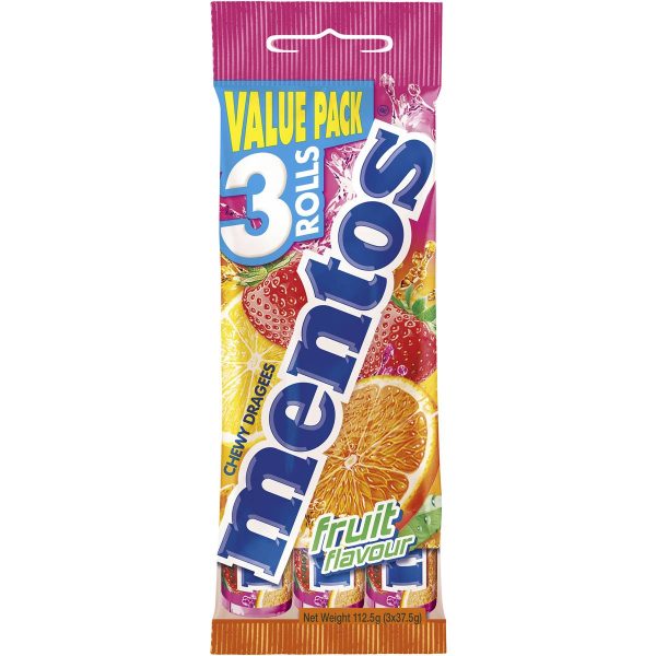 Mentos Chewy Mints Fruit Flavour Rolls 3 Pack