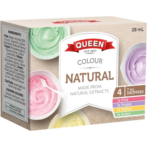 Queen Natural Food Dye Rainbow Colours From Natural Extracts 4 Pack