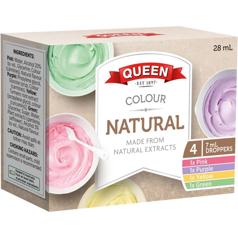 Queen Natural Food Dye Rainbow Colours From Natural Extracts 4 Pack