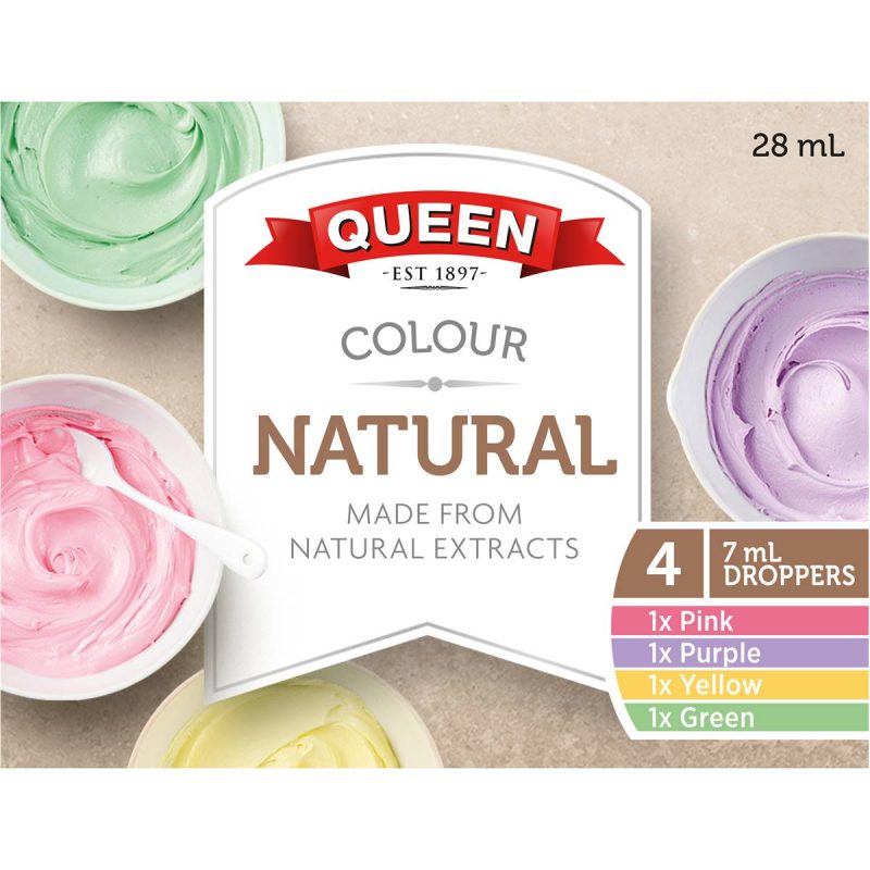 Queen Natural Food Dye Rainbow Colours From Natural Extracts 4 Pack