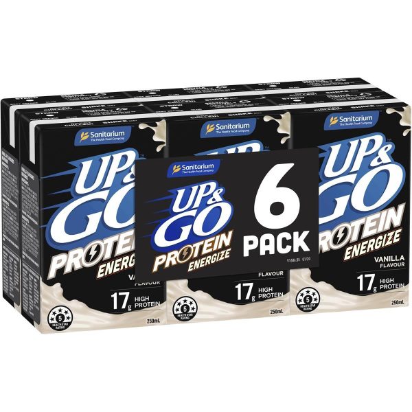 Up & Go Protein Energize Vanilla Cartons 250ml X 6 Cartons