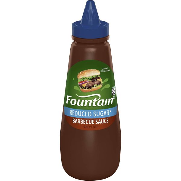 Fountain Barbecue Bbq Sauce Reduced Sugar Squeeze Bottle 500ml