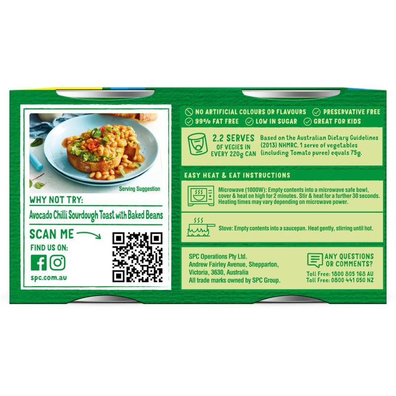 SPC Baked Beans Rich Tomato Sauce Salt Reduced Can 220g X 4 Cans