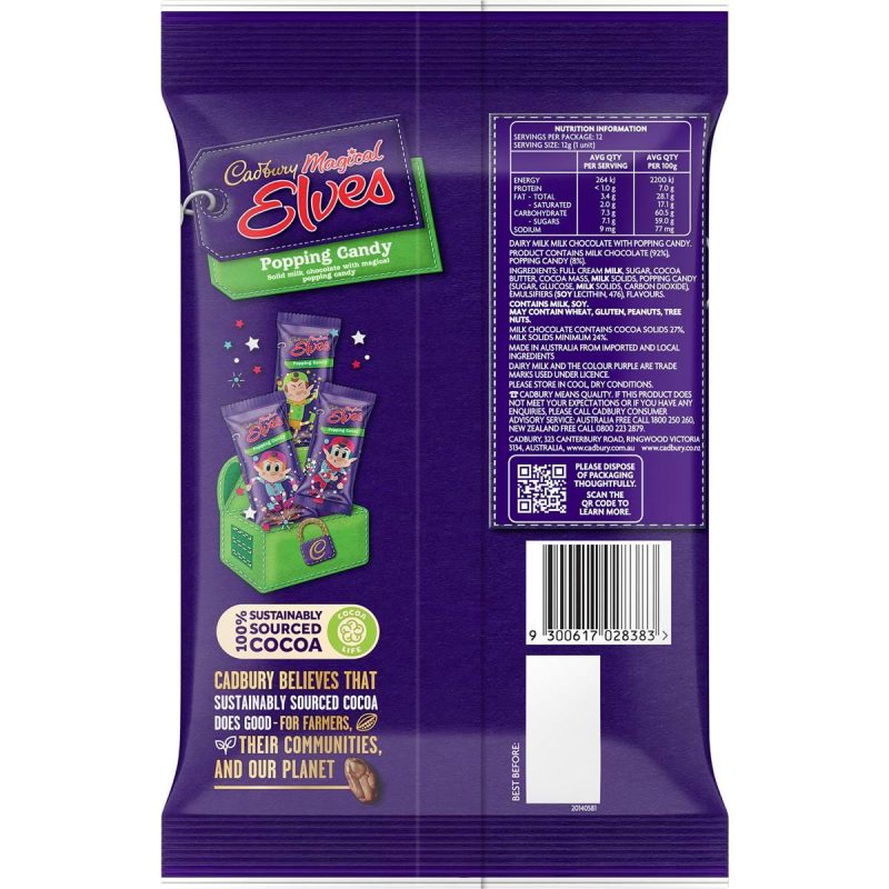 Cadbury Magical Elves Popping Candy Chocolate Bars 12 Pack 144g