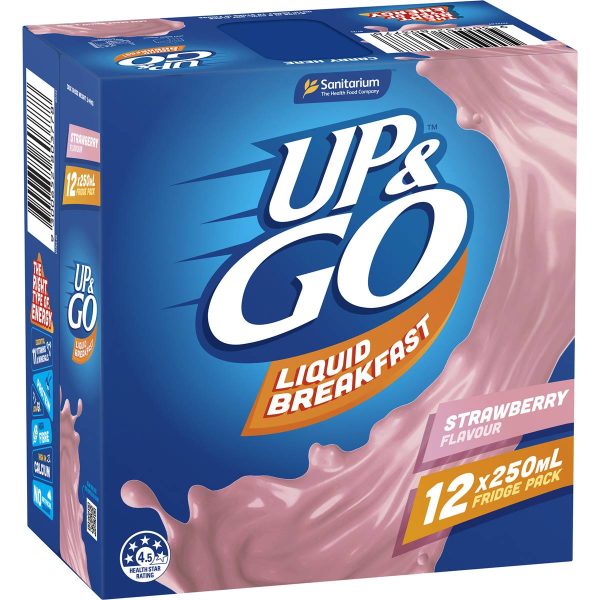 Up & Go Strawberry Milk Liquid Breakfast Cartons 250ml X 12 Cartons